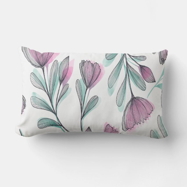 Coussin Rectangle Roses violettes (Recto)