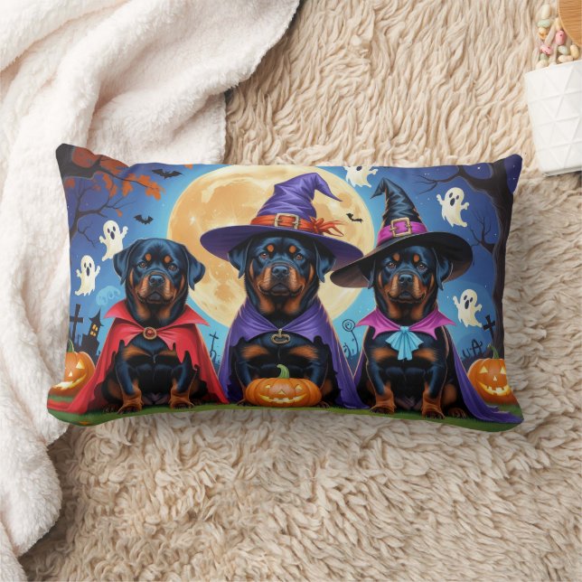Coussin Rectangle Rottweiler Chiens Citrouille Halloween Funny (Couverture)