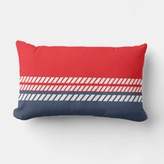 Coussin Rectangle Rouge Blanc et Bleu Classique avec Rayures