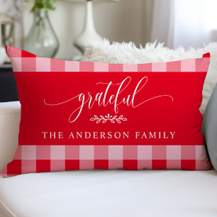 Coussin Rectangle Rouge & Blanc Grille Vichy Buffle Personnalisée