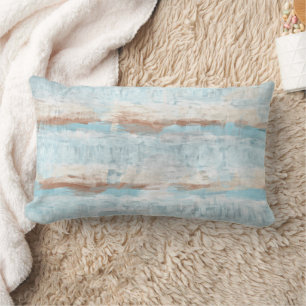Coussin Rectangle Rouge Bleu Clair Brun Beige Rayures Aquarelle