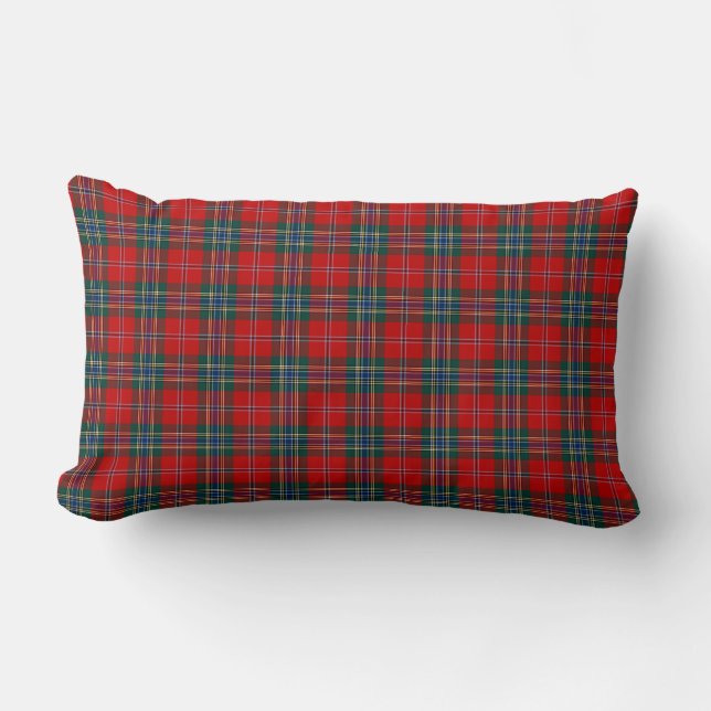 Coussin Rectangle Rouge, bleu et vert MacLean Clan Scottish Plaid (Recto)