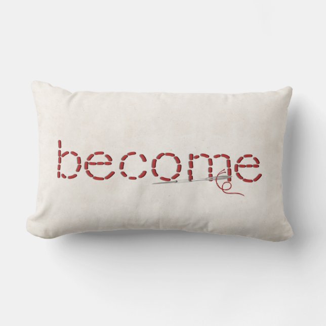 Coussin Rectangle rouge DEVENIR point de texte avec aiguille (Recto)
