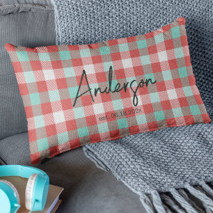Coussin Rectangle Rouge élégant et Turquoise Lumineux Lit Moderne Va