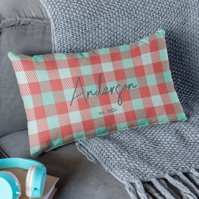 Coussin Rectangle Rouge élégant et Turquoise Lumineux Lit Moderne Va (Créateur téléchargé)