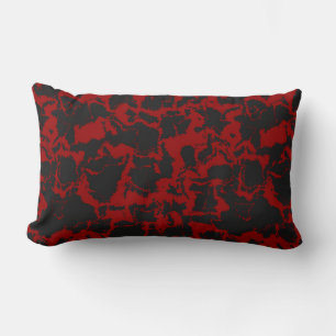 Coussin Rectangle Rouge et charbon abstrait