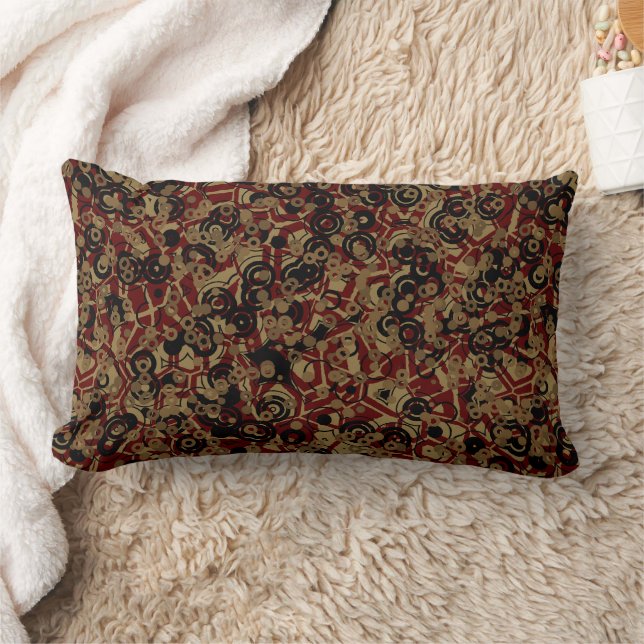 Coussin Rectangle rouge noir et or géométrique abstrait (Couverture)