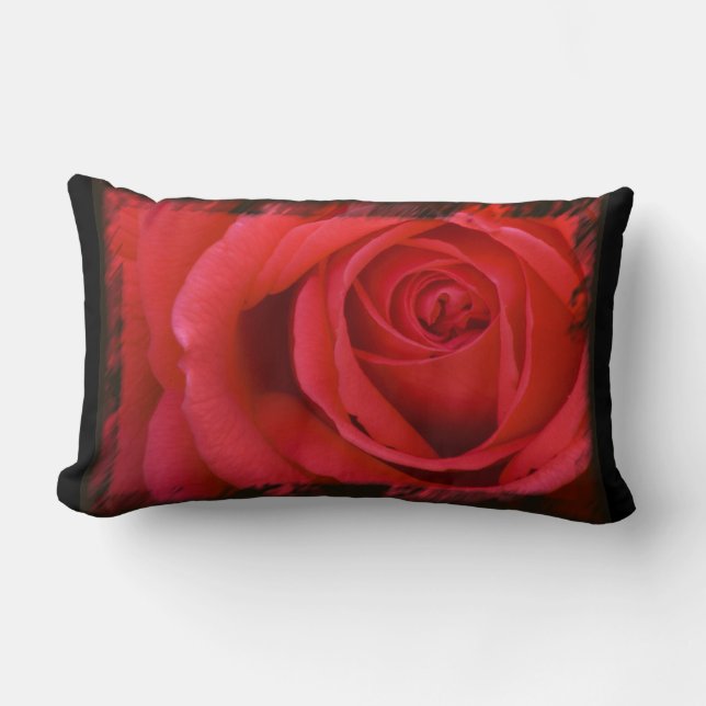 Coussin Rectangle Rouge Rose Black Bordure Lumbar (Recto)