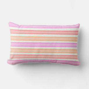 Coussin Rectangle Rouge rose orange rayures blanches