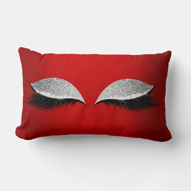 Coussin Rectangle Rouge Ruby Parties scintillant argent Black Glam L (Recto)