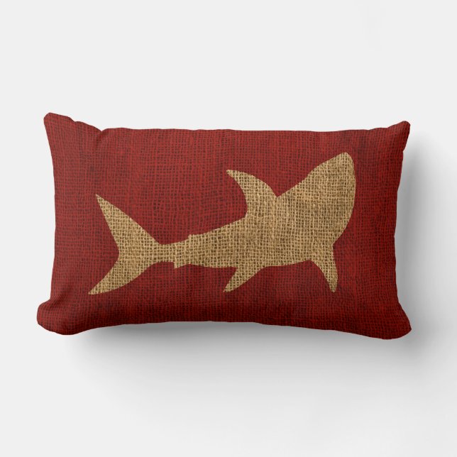 Coussin Rectangle Rouge rustique de requin nautique (Recto)