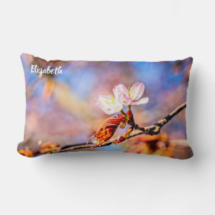 Coussin Rectangle Rouge Sakura bleu ciel