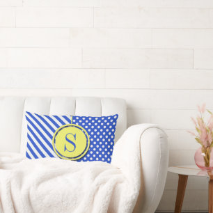 Coussin Rectangle Royal Blue Pois et stries-Monogram STaylor
