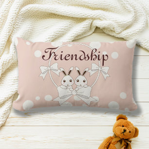 Coussin Rectangle Ruban Rose Pastel et Blanc Cassé Jolis Jumeaux Lap