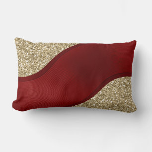 Coussin Rectangle Ruban rouge sur l'arrière - plan d'or