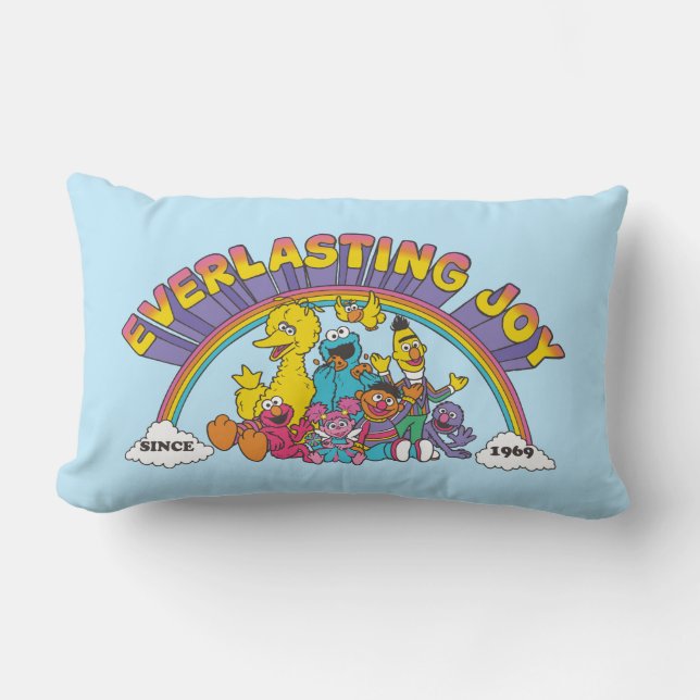 Coussin Rectangle Rue Sésame | Joie durable depuis 1969 (Recto)