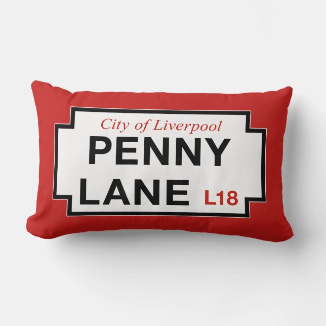 Coussin Rectangle Ruelle de penny, plaque de rue, Liverpool, R-U (Recto)