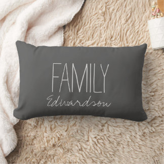 Coussin Rectangle Rustic dark gray Family script monogram name 
