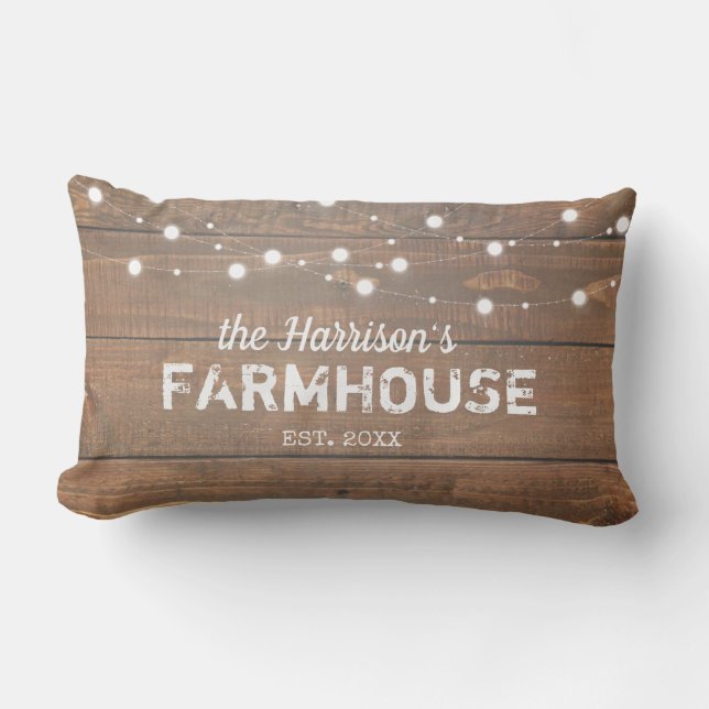 Coussin Rectangle Rustic Farmhouse Nom de famille personnalisé Lumba (Recto)