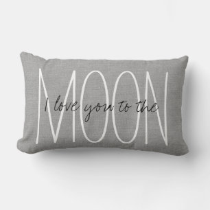 Coussin Rectangle Rustic Grey Je t'aime à la Lune