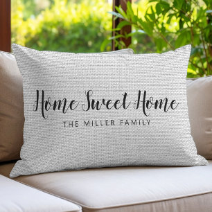 Coussin Rectangle Rustic Home Sweet Home Nom de famille personnalisé