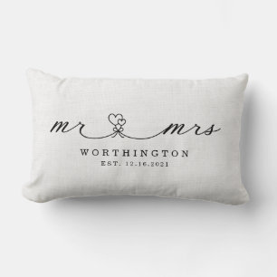 Coussin Rectangle Rustic M. et Mme Newlyted Mariage Gift