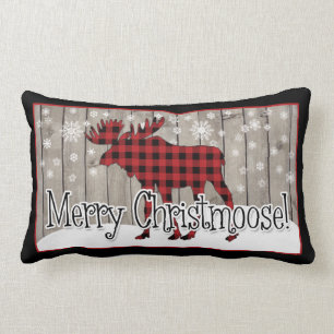 Coussin Rectangle Rustic Merry Christmoose Lumbar Pillow