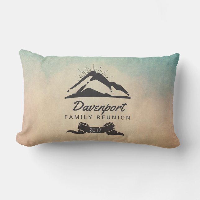 Coussin Rectangle Rustic Mountain Illustration Réunion de famille (Recto)
