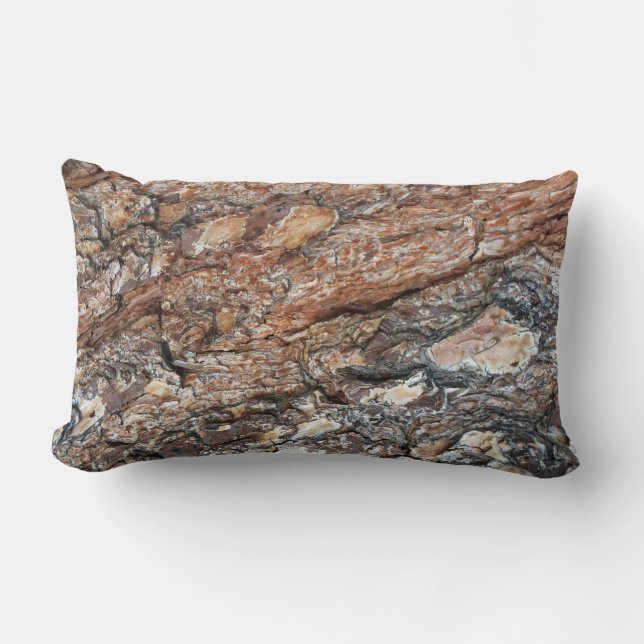 Coussin Rectangle Rustic Tree Bark Photo Black Brown Motif Nature (Recto)