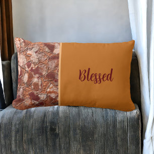 Coussin Rectangle Rustique automne orange béni terracotta broderie