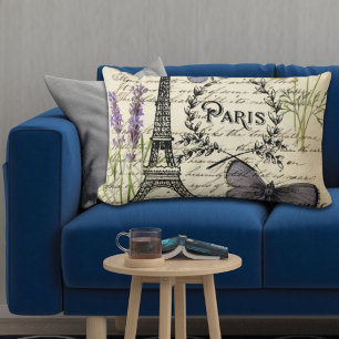 Coussin Rectangle rustique français scripts de pays paris eiffel tow