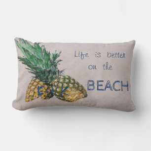 Coussin Rectangle Sable adorable, Plage, Ananas