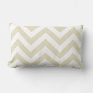 Coussin Rectangle Sable Beige Blanc Grand Chevron ZigZag Motif