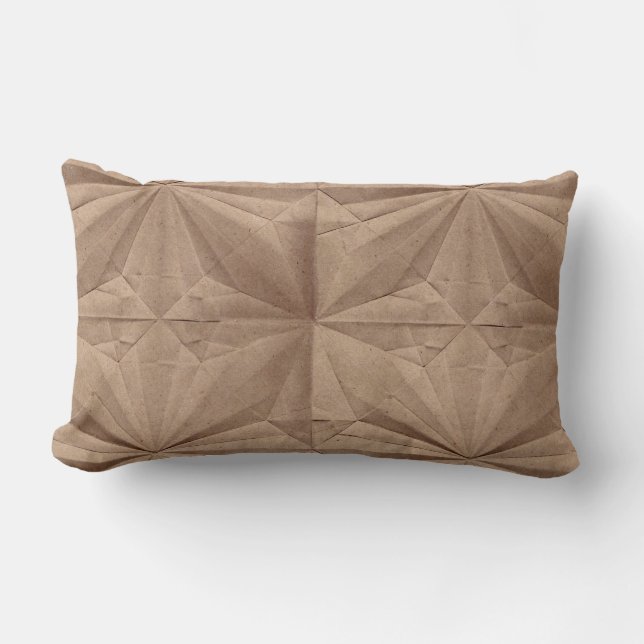 Coussin Rectangle Sac brun clair origami motif (Recto)