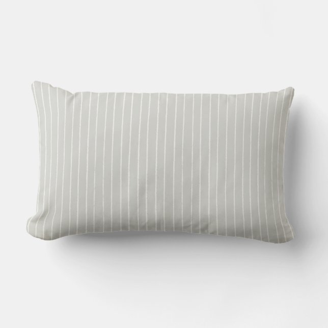 Coussin Rectangle Sage Grey Cream Stripe Minimalist Pattern (Recto)