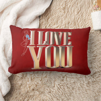 Coussin Rectangle Saint Valentin Rouge 3D Je t'aime Jouer l'oreiller