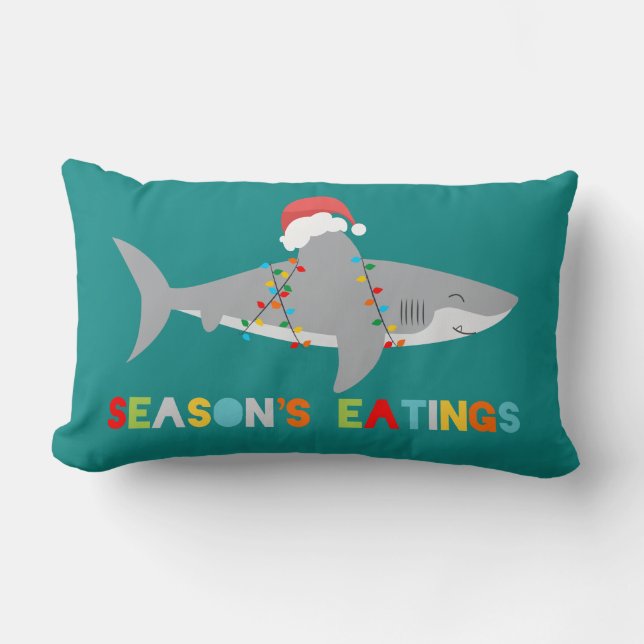 Coussin Rectangle Saison de requins amusants manger (Recto)