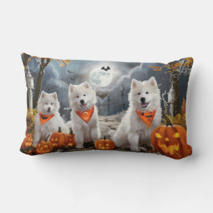 Coussin Rectangle Samoyed Halloween Éffrayant