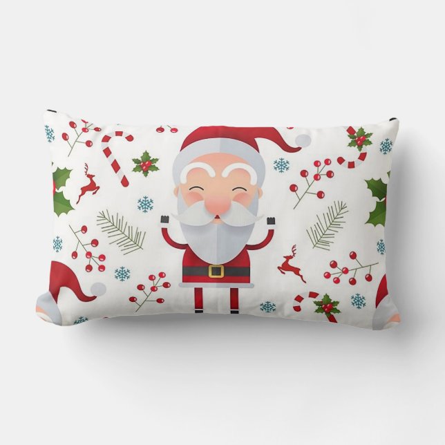 Coussin Rectangle « Santa avec houx » Noël (Recto)