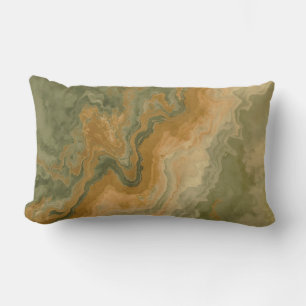 Coussin Rectangle Sauge Vert Olive Jaune Moutarde Imprimé