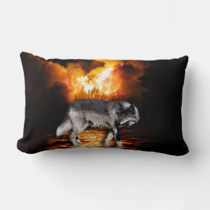 Coussin Rectangle Sauve de la faune et du feu de forêt du loup gris