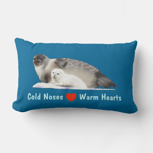 Coussin Rectangle Sceau anné - Nez froid Coeurs chauds (Recto)