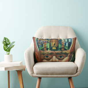 Coussin Rectangle Science-fiction vintage, Cerveau d'Alien en Labora