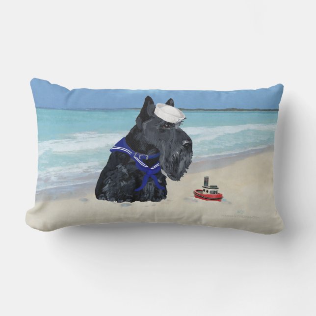 Coussin Rectangle Scottie à la Plage (Recto)