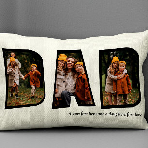 Coussin Rectangle Script de collage photo papa moderne