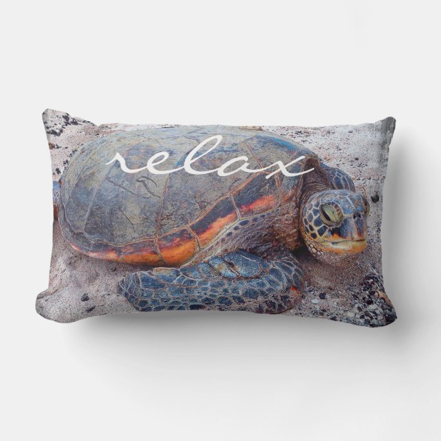Coussin Rectangle Script de relaxation Hawaiian Sea Turtle Honu Bold (Recto)