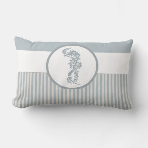 Coussin Rectangle Seahorse Bleu Classique Nautique Élégant