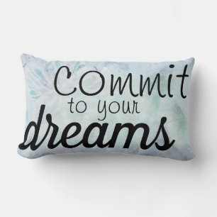 Coussin Rectangle S'engager à vos rêves Aquarelle bleue