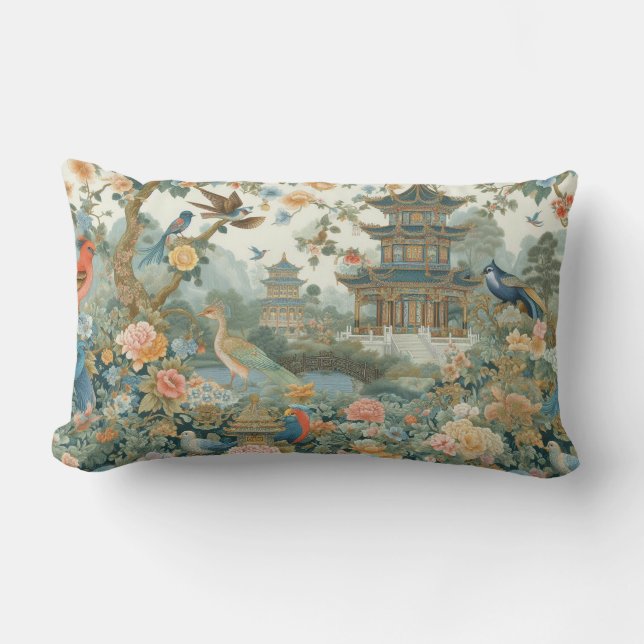 Coussin Rectangle Serene Pagoda Gardens (Recto)