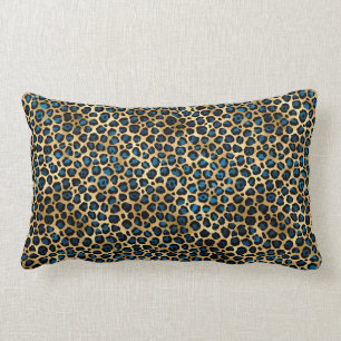 Coussin Rectangle Série Leopard Bleu et Or 4